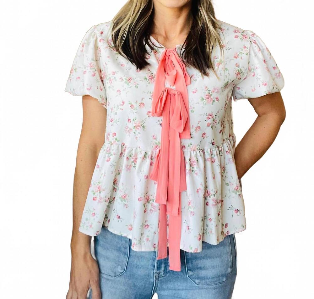 NEW KORI cora babydoll top in white floral